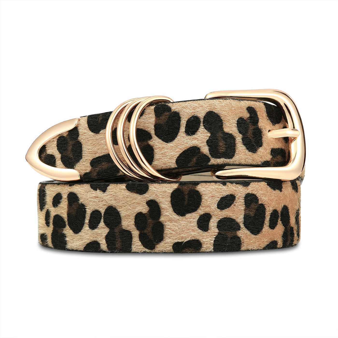 Women's Leather Belts with Gold Buckle Fashion Leather Waist Belt Elegant Ladies Belts for Jeans Dress & Casual Wear