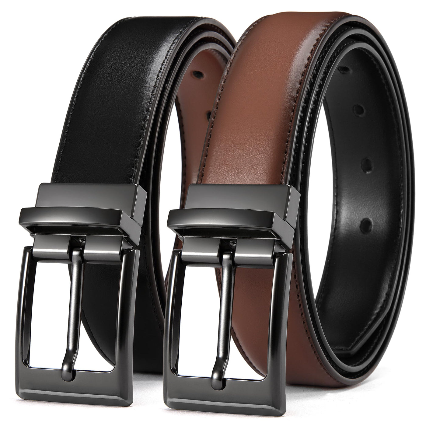 CHAOREN Mens Belts Leather 1 Pack - 1.25" Reversible Belts for Men for Dress Pants - One Belt, Two Colors