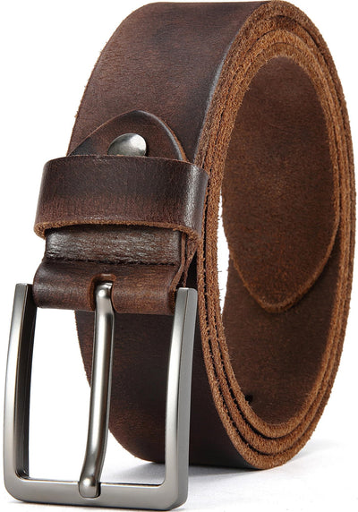 DOOPAI Men's Genuine Leather Casual Belt -Full Grain Leather Belt for Men- 1.5" Handmade Jeans Belt with Gift Box