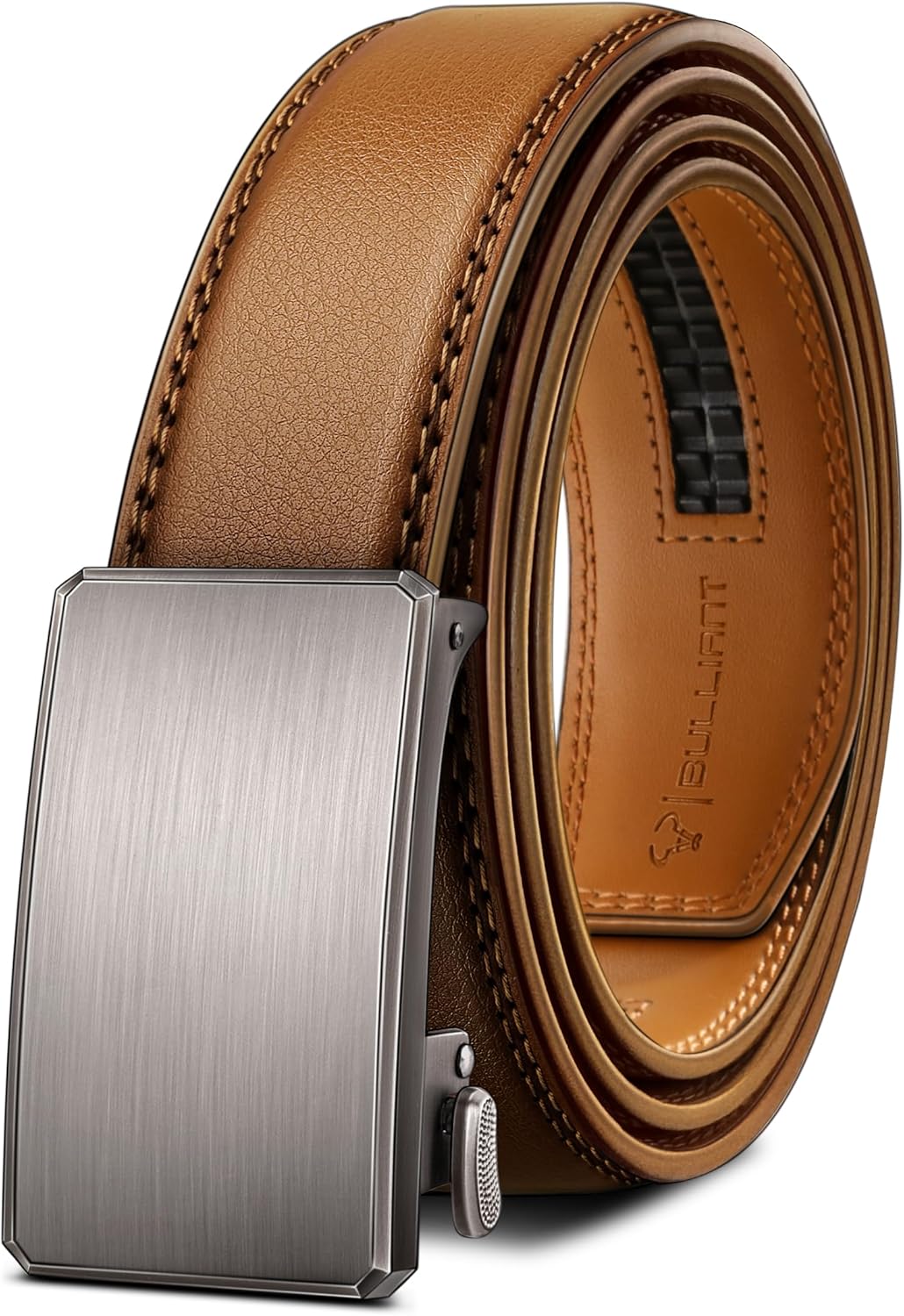 BULLIANT Men Belt-Ratchet Leather Adjustable Belt tailless For Gift Men Dress Casual Jeans 1 3/8" Hiding Tail-Cut For Fit