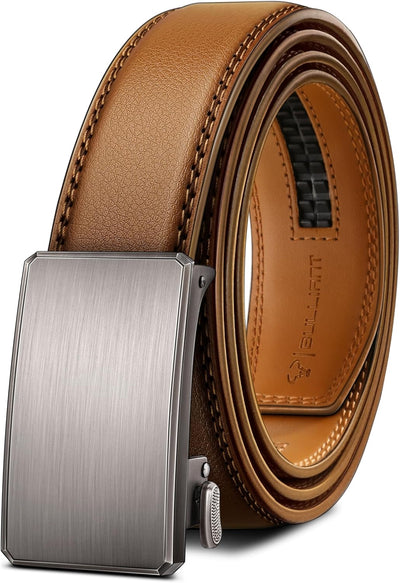 BULLIANT Men Belt-Ratchet Leather Adjustable Belt tailless For Gift Men Dress Casual Jeans 1 3/8" Hiding Tail-Cut For Fit
