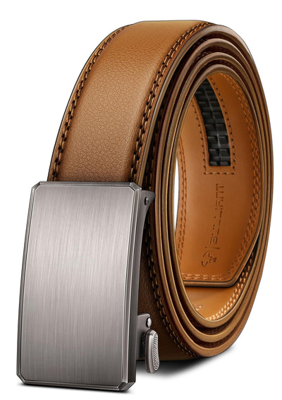 BULLIANT Men Belt-Ratchet Leather Adjustable Belt tailless For Gift Men Dress Casual Jeans 1 3/8" Hiding Tail-Cut For Fit