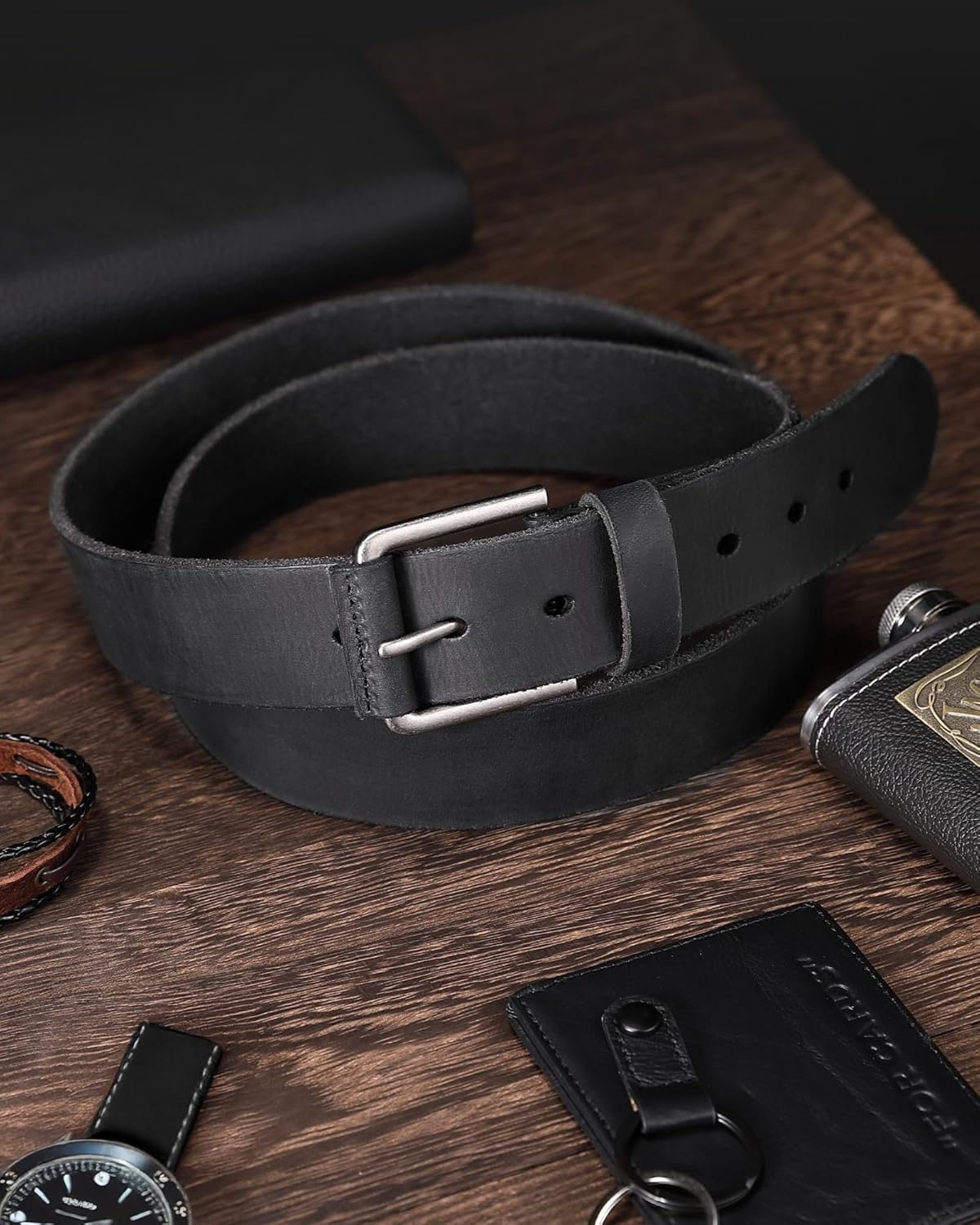 CHAOREN Leather Belt for Men, 38mm Mens Belts Casual, Everyday Full Grain Leather Belt for Jeans