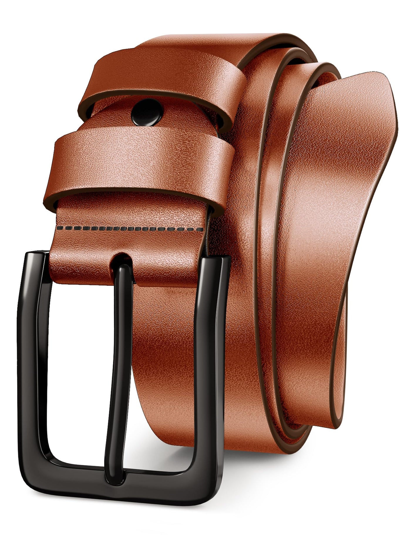 Mens Black Dress Belt,Genuine Casual Leather Belts for Men 1.5" Width