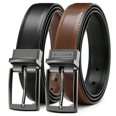 CHAOREN Mens Belts Leather 1 Pack - 1.25" Reversible Belts for Men for Dress Pants - One Belt, Two Colors