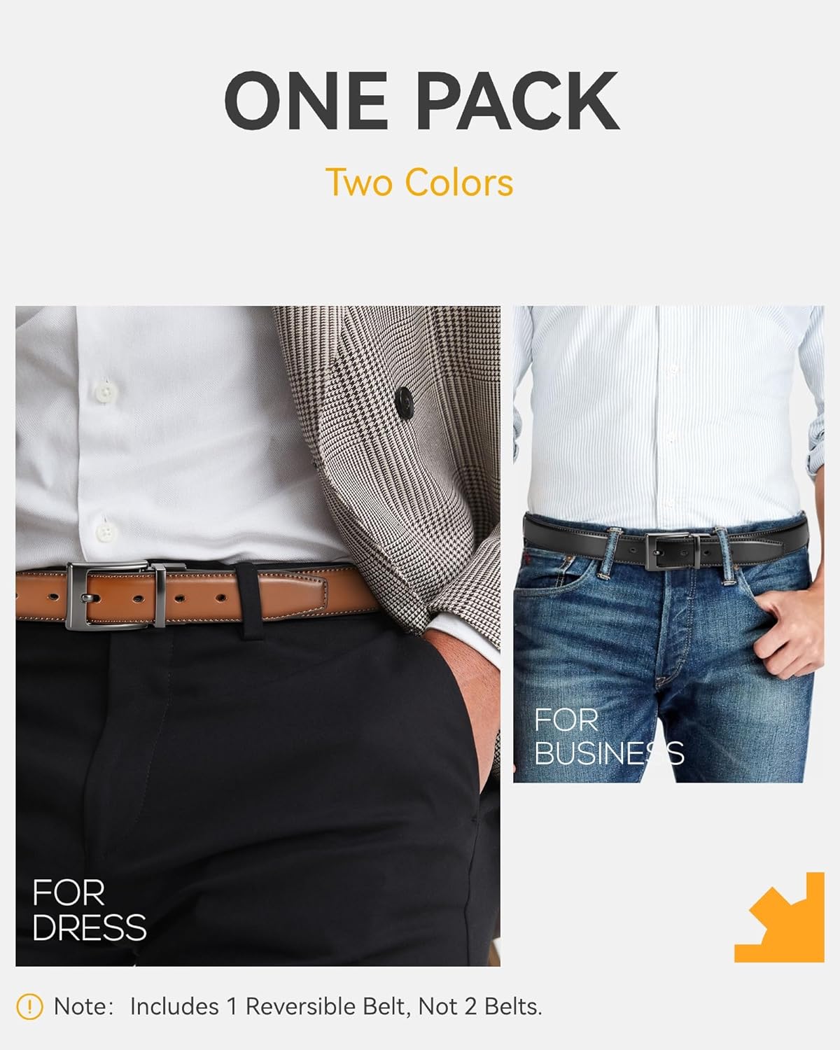 CHAOREN Mens Belts Leather 1 Pack - 1.25" Reversible Belts for Men for Dress Pants - One Belt, Two Colors