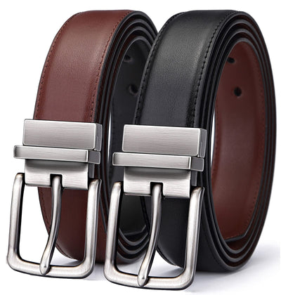 BULLIANT Men's Belt,Reversible Belt Adjustable For Gift Men 1.25”-Cut For Fit-2 Sides in 1 Belt(Not 2)
