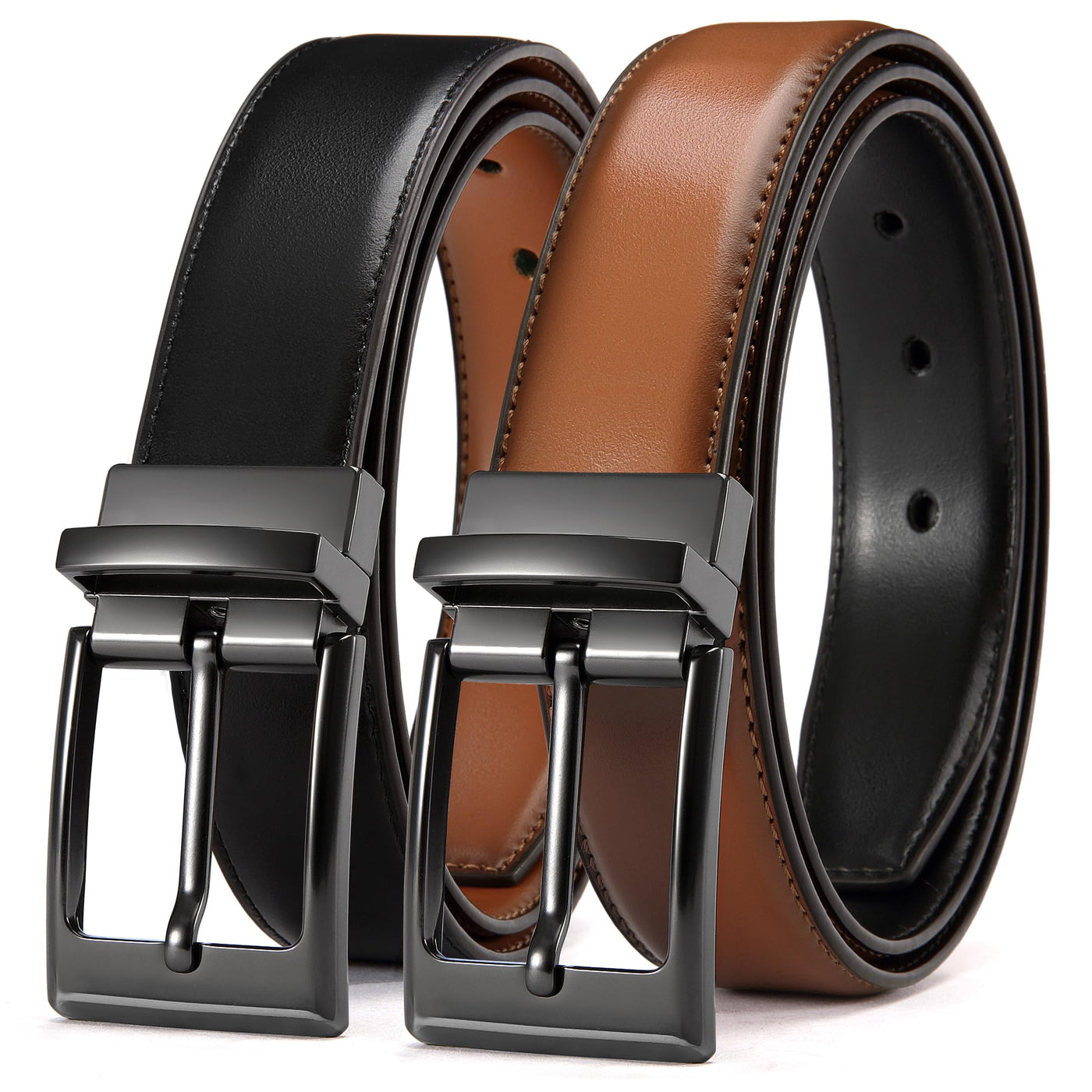CHAOREN Mens Belts Leather 1 Pack - 1.25" Reversible Belts for Men for Dress Pants - One Belt, Two Colors