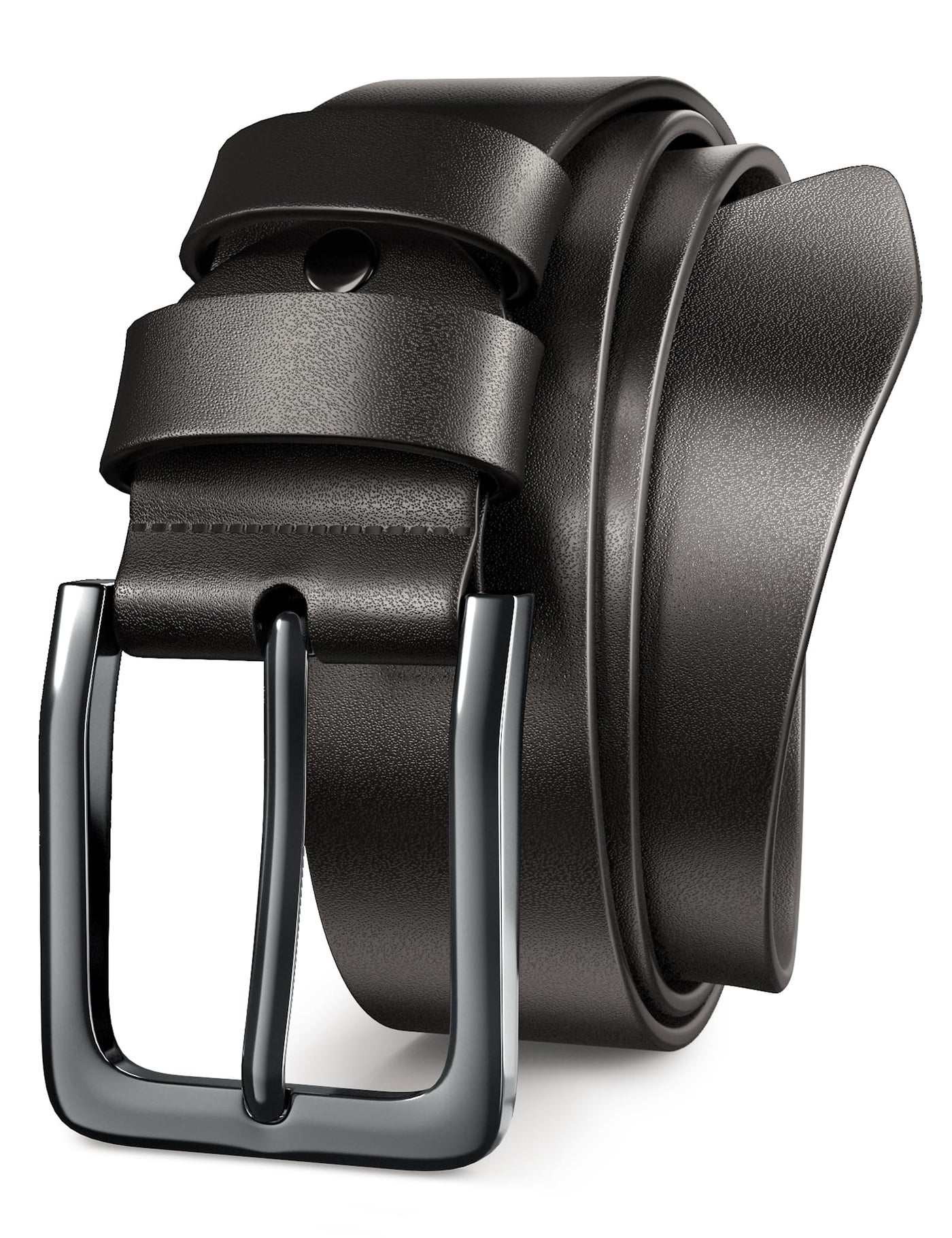 Mens Black Dress Belt,Genuine Casual Leather Belts for Men 1.5" Width