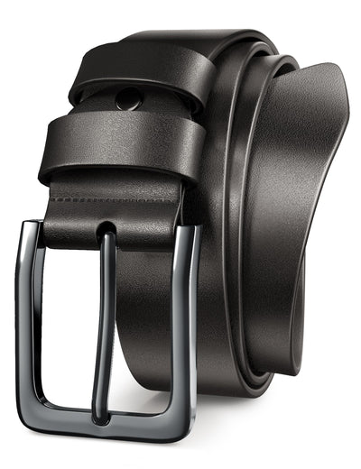 Mens Black Dress Belt,Genuine Casual Leather Belts for Men 1.5" Width