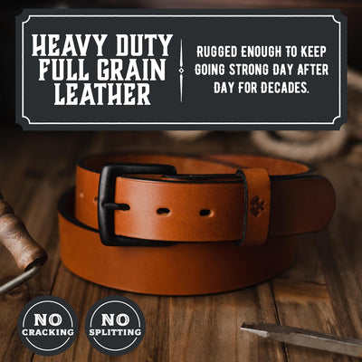 Main Street Forge American Made Leather Belt for Men | Full Grain Leather | Casual & Dress Belt | Heavy Duty & Classic Styles
