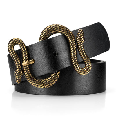 Belts for Women,Women Fashion Leather Belt for Dress with Snake Buckle