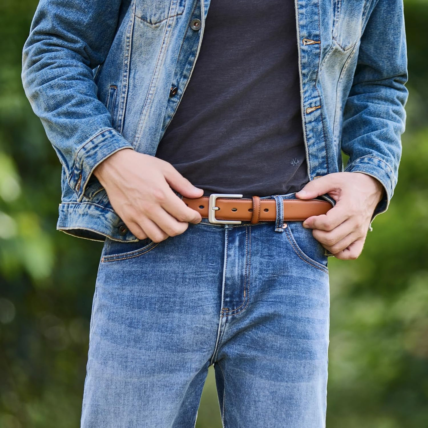 VATAN Men's Genuine Leather Dress Belts, Handmade Classic Every Day Leather Jeans Belt for Men Work Business Casual