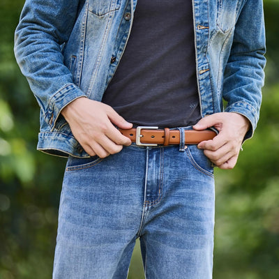 VATAN Men's Genuine Leather Dress Belts, Handmade Classic Every Day Leather Jeans Belt for Men Work Business Casual