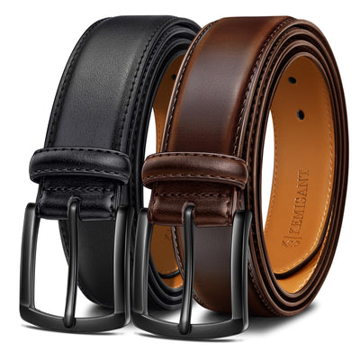 KEMISANT Men Belt 2Pack – Genuine Leather Belt for Men Dress Casual Golf Jeans 1 3/8"