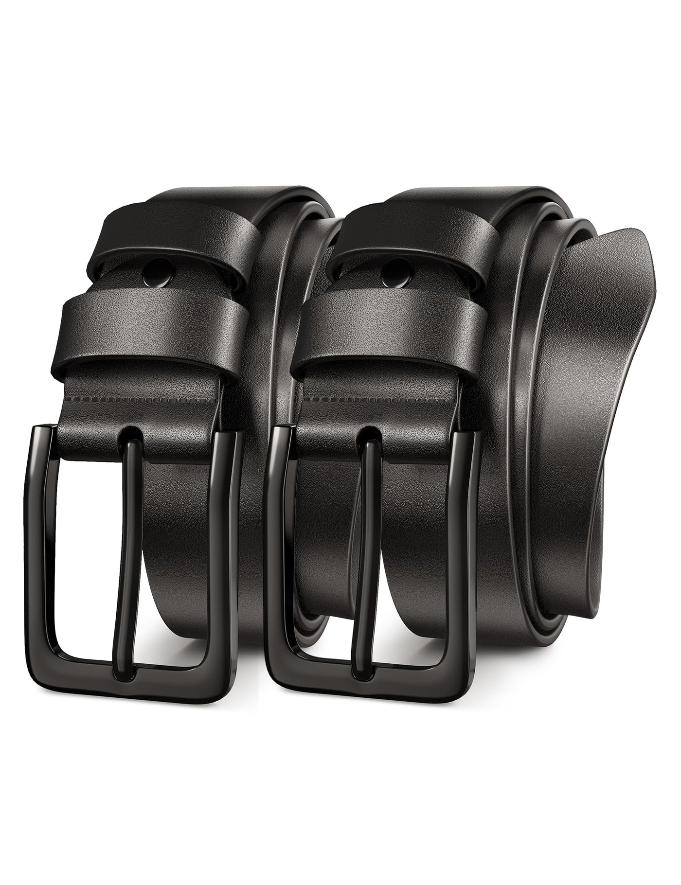 Mens Black Dress Belt,Genuine Casual Leather Belts for Men 1.5" Width