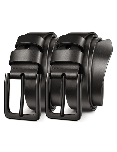 Mens Black Dress Belt,Genuine Casual Leather Belts for Men 1.5" Width