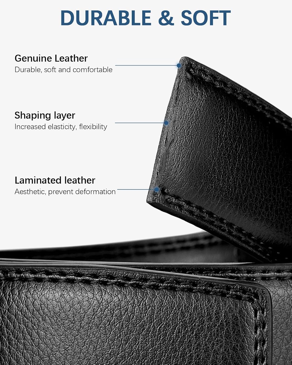 BOSTANTEN Ratchet Leather Belt For Men 2 Pack Dress and Casual with Adjustable Buckle, Trim to Fit