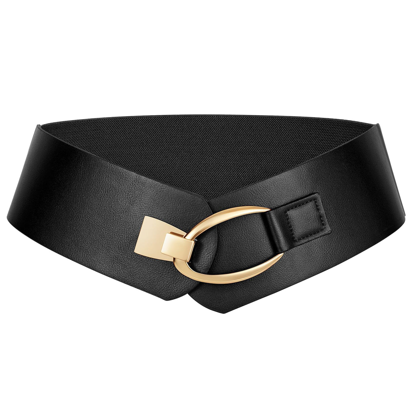 WERFORU Women Wide Elastic Belt Women Fashion Wide Belt with Gold Buckle Ladie Thick Waistbelt for Dresses