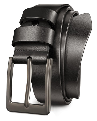 Mens Black Dress Belt,Genuine Casual Leather Belts for Men 1.5" Width