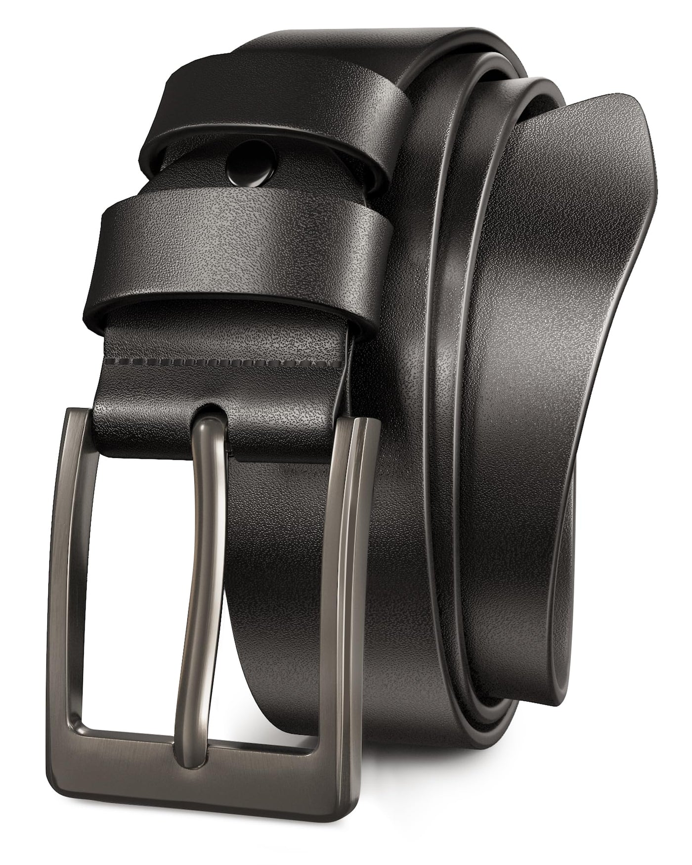 Mens Black Dress Belt,Genuine Casual Leather Belts for Men 1.5" Width