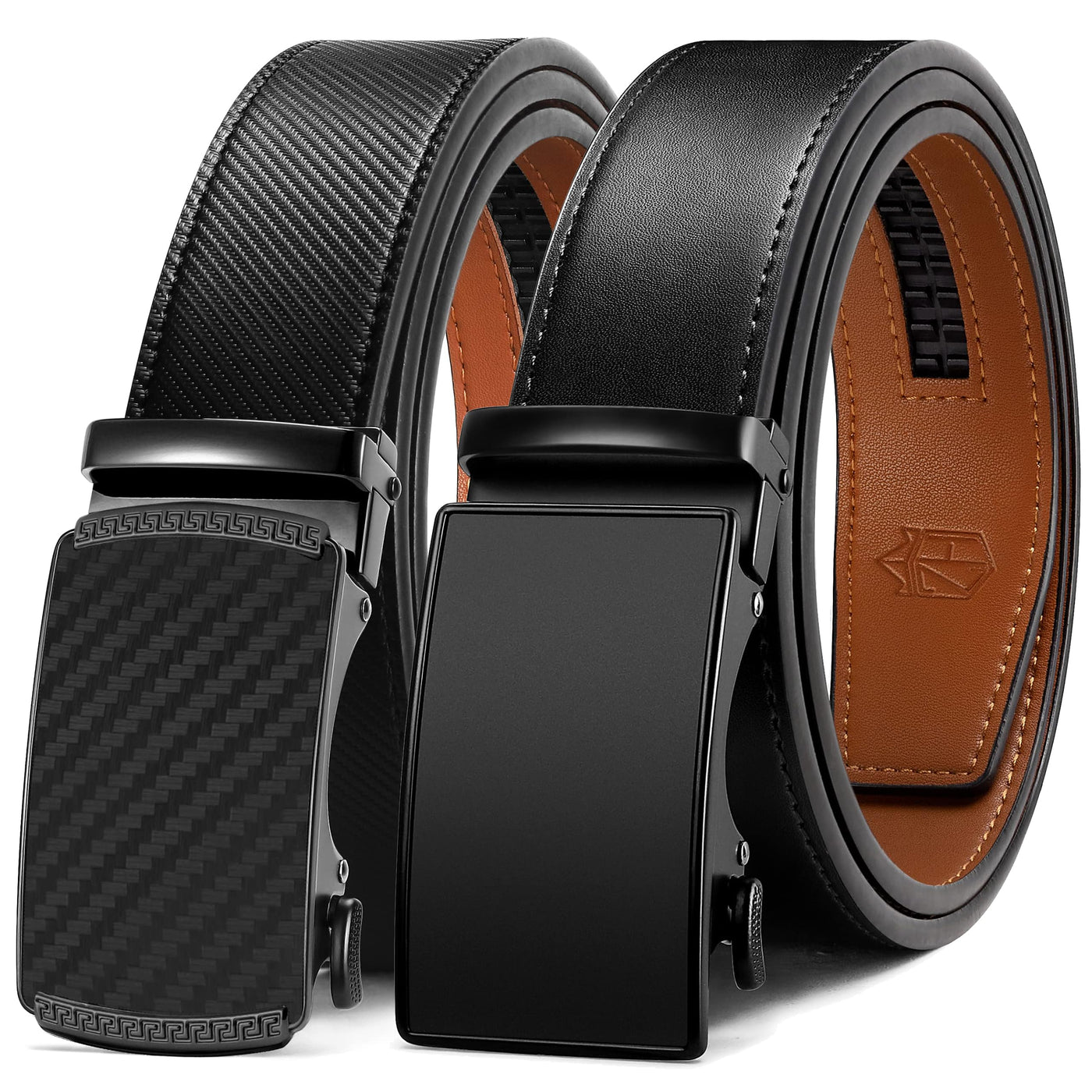 Zitahli Ratchet Belt for Men - 2 Packs Leather Mens belt For Gift Men Dress and Casual,Trim to Fit