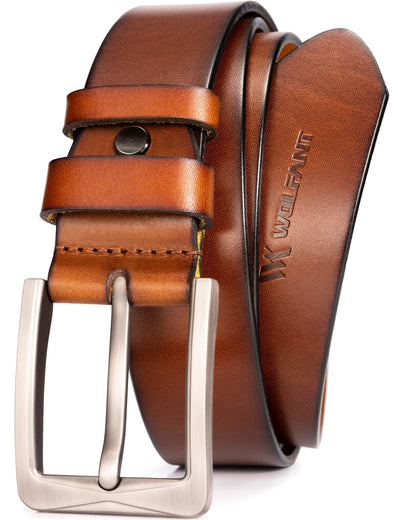 WOLFANT 1.5" Full Grain Leather Belt for Men,100% Italian Solid Durable Leather