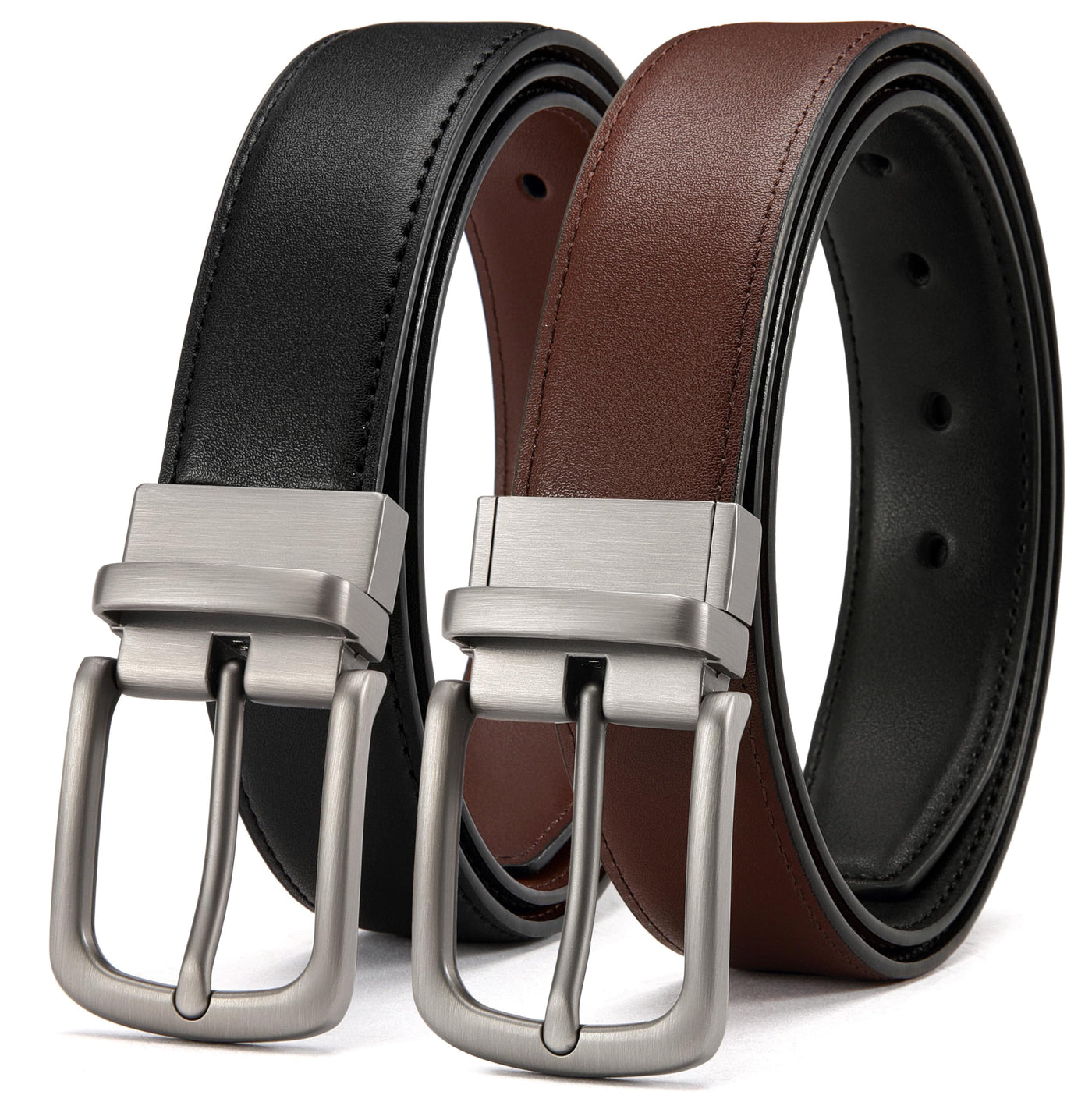 CHAOREN Mens Belts Leather 1 Pack - 1.25" Reversible Belts for Men for Dress Pants - One Belt, Two Colors