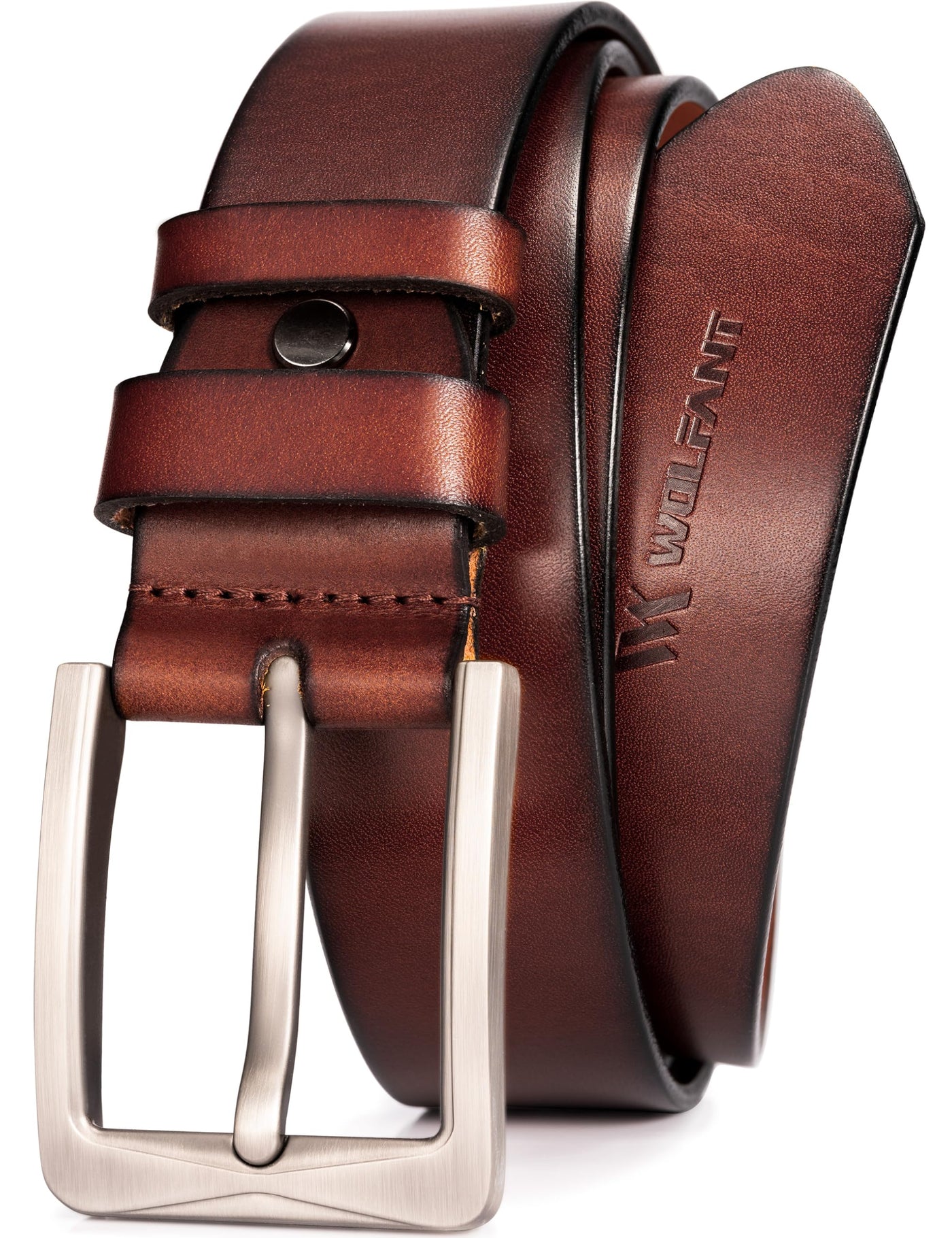 WOLFANT 1.5" Full Grain Leather Belt for Men,100% Italian Solid Durable Leather
