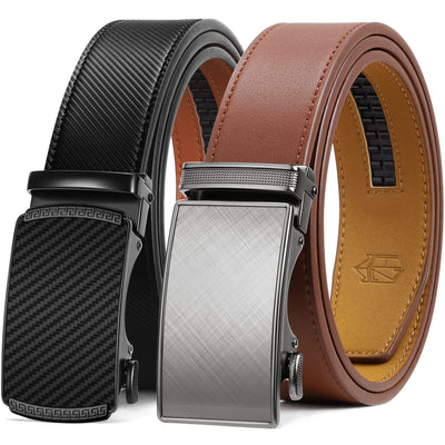 Zitahli Ratchet Belt for Men - 2 Packs Leather Mens belt For Gift Men Dress and Casual,Trim to Fit