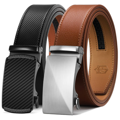 Zitahli Ratchet Belt for Men - 2 Packs Leather Mens belt For Gift Men Dress and Casual,Trim to Fit