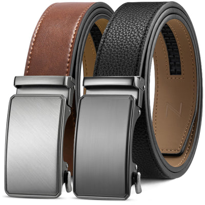 Zitahli Ratchet Belt for Men - 2 Packs Leather Mens belt For Gift Men Dress and Casual,Trim to Fit