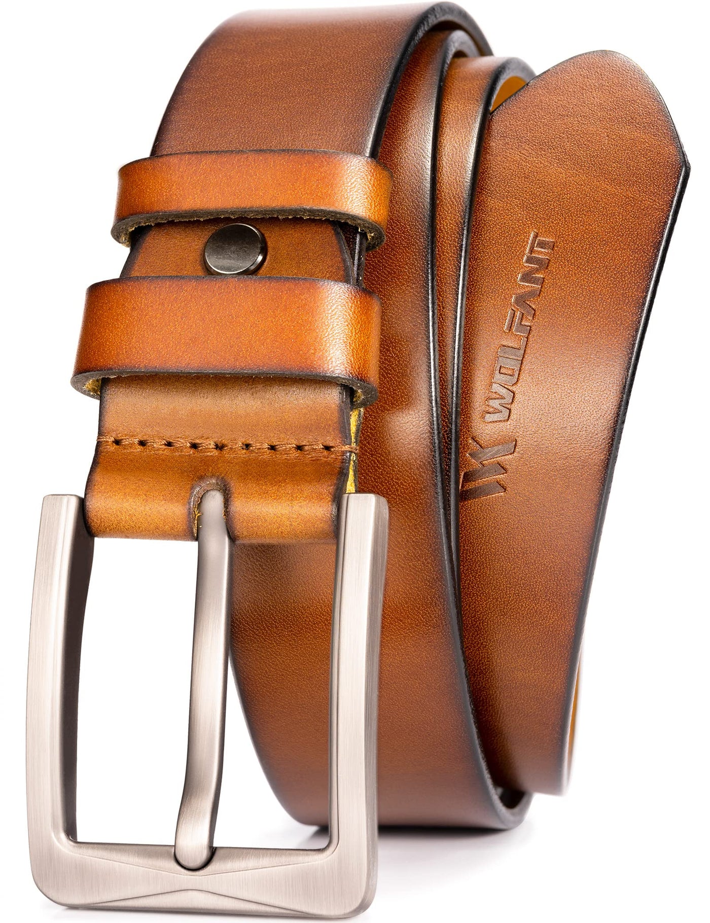 WOLFANT 1.5" Full Grain Leather Belt for Men,100% Italian Solid Durable Leather