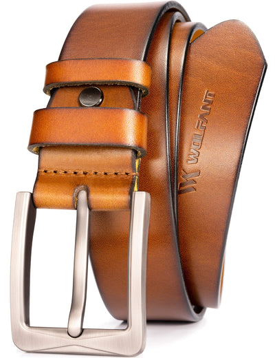 WOLFANT 1.5" Full Grain Leather Belt for Men,100% Italian Solid Durable Leather